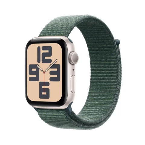 Apple Watch SE 2nd Gen 2023 GPS 44mm Smartwatch with Starlight Aluminum Case, Lake Green Sport Loop, Fitness Tracking and Retina Display