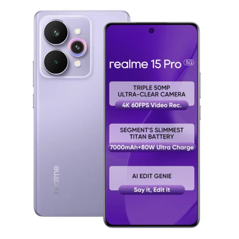 realme 15 Pro 5G Smartphone 8+256GB Purple,4K 60FPS,144Hz HyperGlow 4D Curve Display,7000mAh Battery,80W SuperVOOC, Camera Triple 50MP, Snapdragon 7 Gen 4, IP69