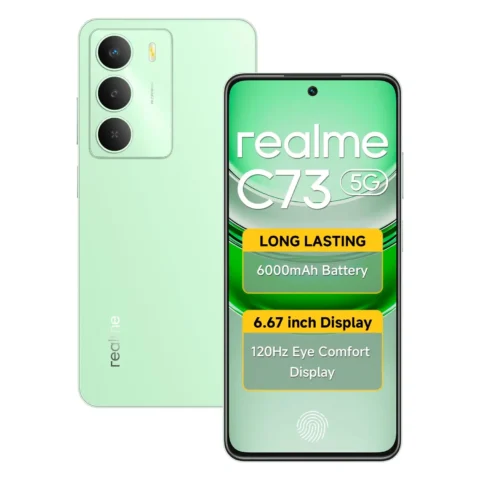 realme C73 5G Smartphone 6.67 Inch Screen 120Hz 128GB ROM 4GB RAM 6000mAh Battery IP64 Waterproof Support AI Camera Fingerprint GPS Dual SIM (Green)