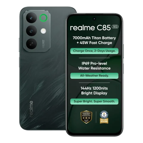 realme C85 5G Smartphone 4+128GB Green, 6.8inch Screen, 144HZ Vision Display, 45W Fast Charge, 7000mAh Battery, 4+50MP Camera, MediaTek Dimensity 6300, IP69
