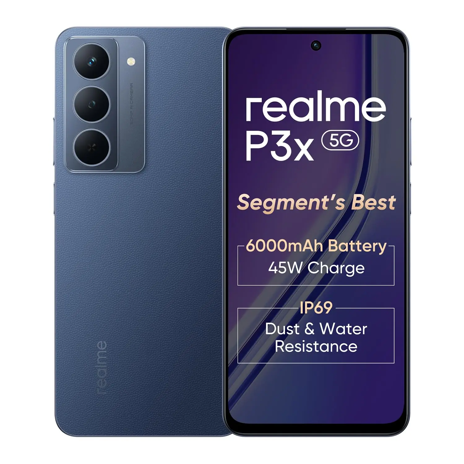 realme P3x 5G Smartphone 8+128GB Midnight Blue,6.72-inch Screen,120Hz Display,6000mAh Battery,45W SuperVOOC, 50MP Camera, MediaTek Dimensity 6400 Processor, IP64