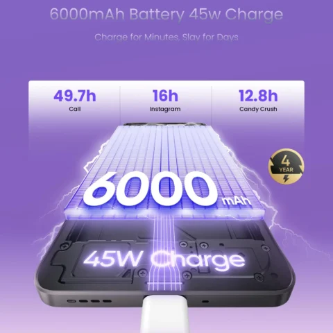 realme P3x 5G Smartphone 6+128GB Midnight Blue,6.72-inch Screen,120Hz Display,6000mAh Battery,45W SuperVOOC, 50MP Camera, MediaTek Dimensity 6400 Processor, IP64